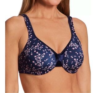 Warner's Signature Support Satin Underwire Bra Evening Blue Floral NWT 38C